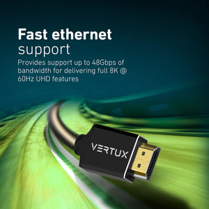 VERTUX 8K NYLON BRAIDED HIGH DEFINITION HDMI 2.1 CABLE 3M BK - ALAMAT