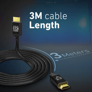 VERTUX 8K NYLON BRAIDED HIGH DEFINITION HDMI 2.1 CABLE 3M BK - ALAMAT
