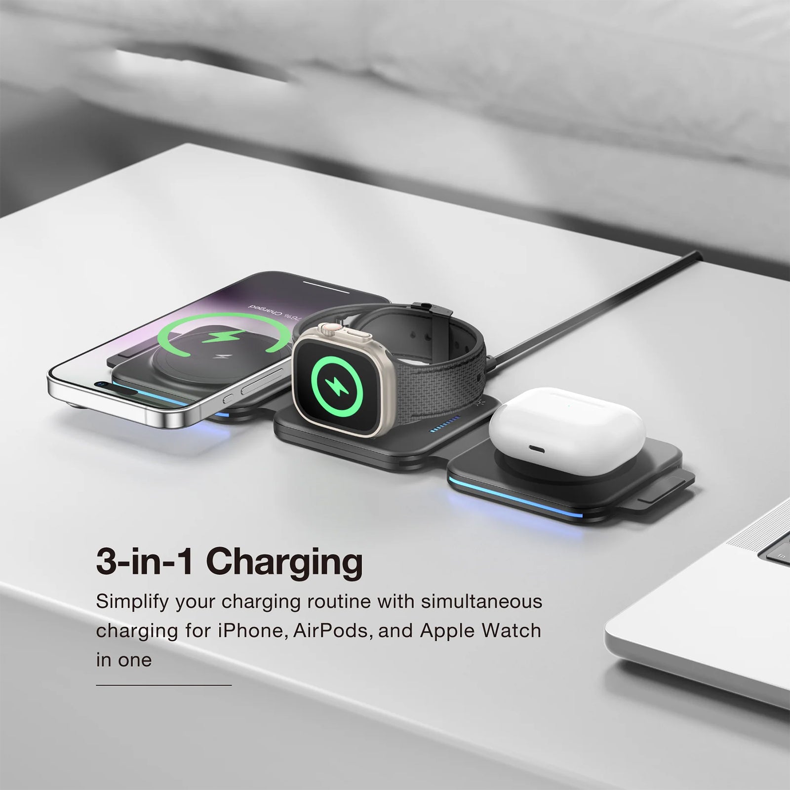 AMAZING THING EXPLORER PRO 3IN1 PD 15W PORTABLE WIRELESS CHARGER WITH 1.2M USB-C TO USB-C CABLE AMAZING THING EXPLORER PRO 3IN1 PD 15W PORTABLE WIRELESS CHARGER WITH 1.2M USB-C TO USB-C CABLE