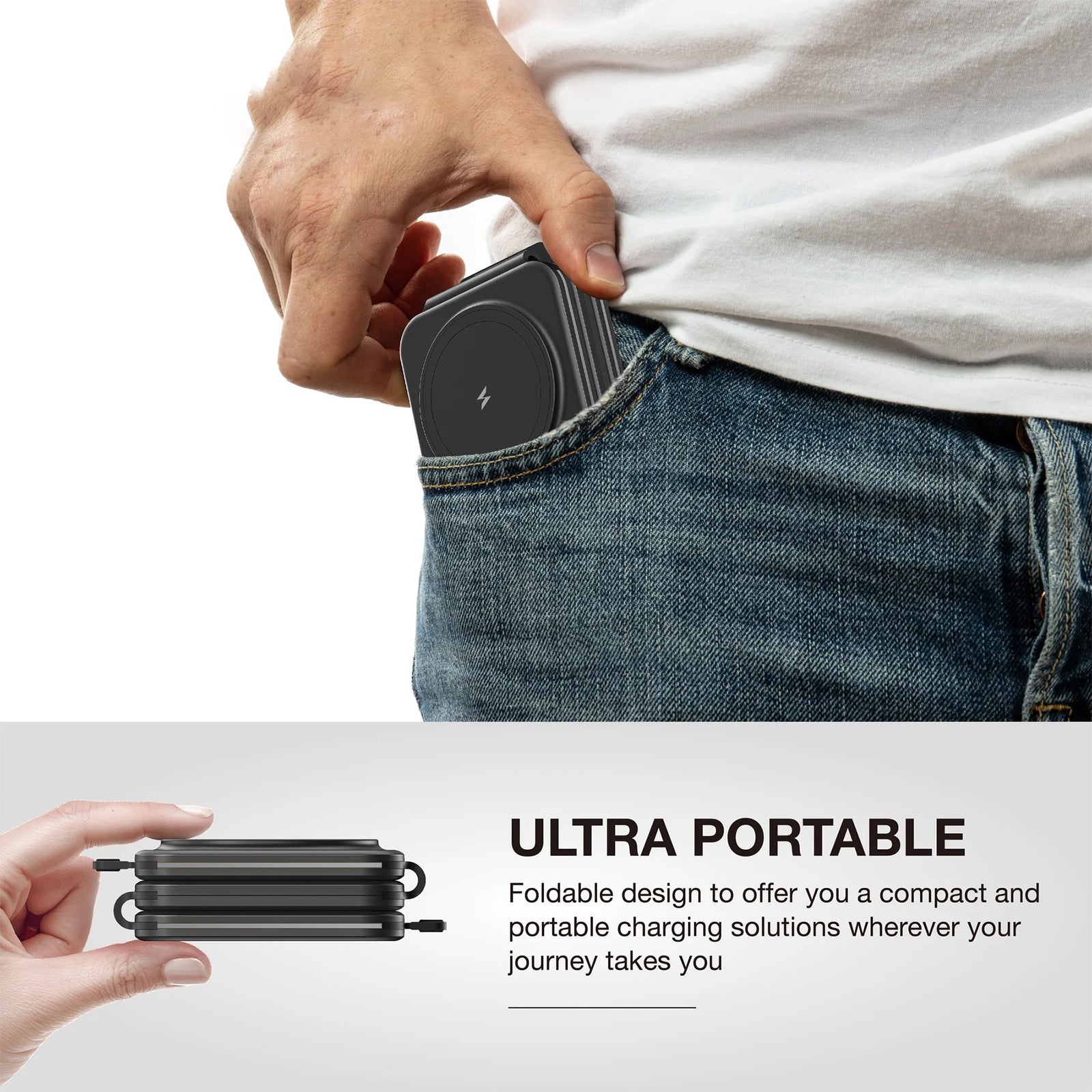 AMAZING THING EXPLORER PRO 3IN1 PD 15W PORTABLE WIRELESS CHARGER WITH 1.2M USB-C TO USB-C CABLE AMAZING THING EXPLORER PRO 3IN1 PD 15W PORTABLE WIRELESS CHARGER WITH 1.2M USB-C TO USB-C CABLE