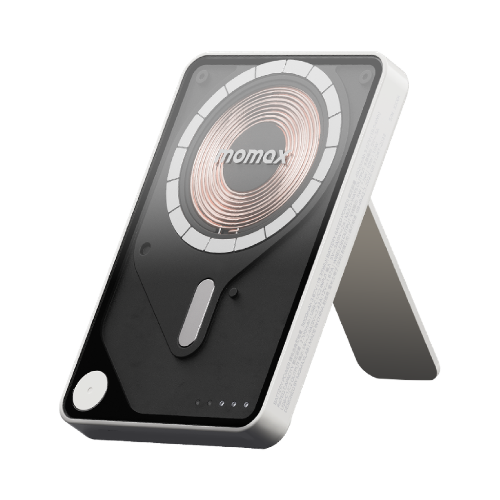 MOMAX 1-POWER X PRO 5000mAh MAGNETIC WIRELESS POWER BANK WITH STAND AND BUILT-IN USB-C CABLE MOMAX 1-POWER X PRO 5000mAh MAGNETIC WIRELESS POWER BANK WITH STAND AND BUILT-IN USB-C CABLE