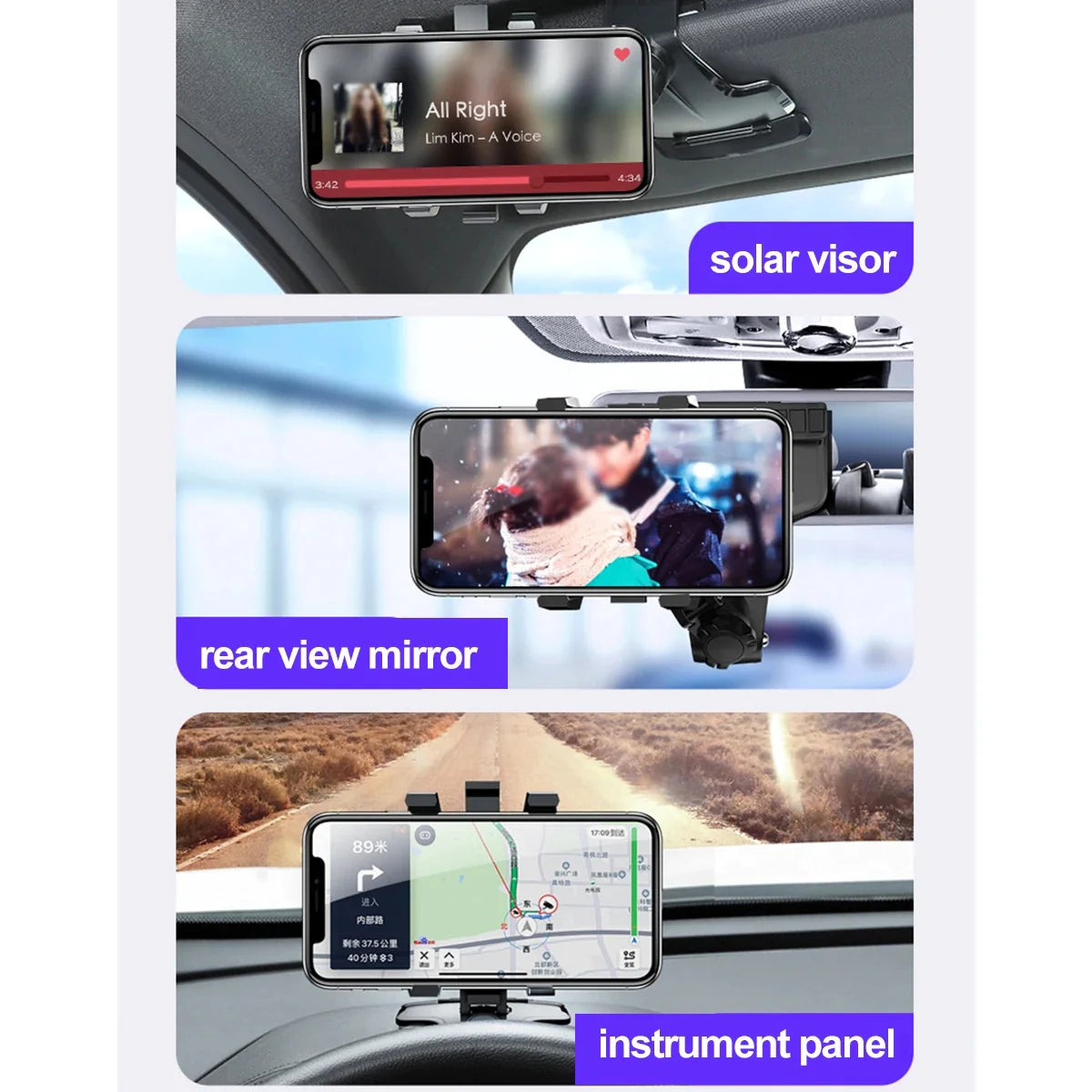 Universal Car Dashboard Phone Holder, 360 Degree Rotation Universal Car Dashboard Phone Holder, 360 Degree Rotation