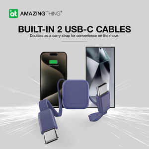 AMAZING THING THUNDER GO 10000mAh POWER BANK WITH BUILT-IN 2 USB-C CABLES - ALAMAT
