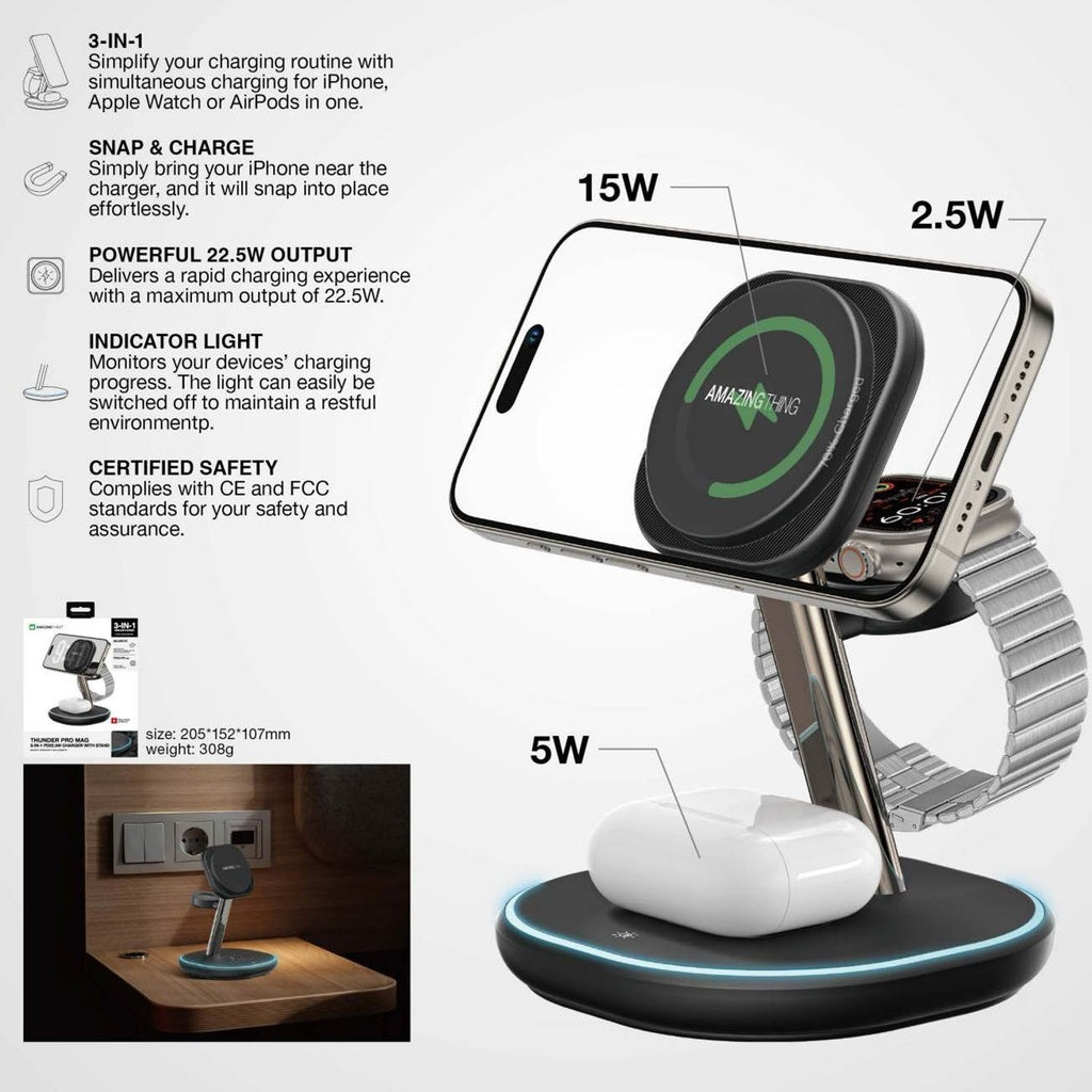 Amazingthing Thunder Pro Mag 3-in-1 Charging Stations With Stand Amazingthing Thunder Pro Mag 3-in-1 Charging Stations With Stand