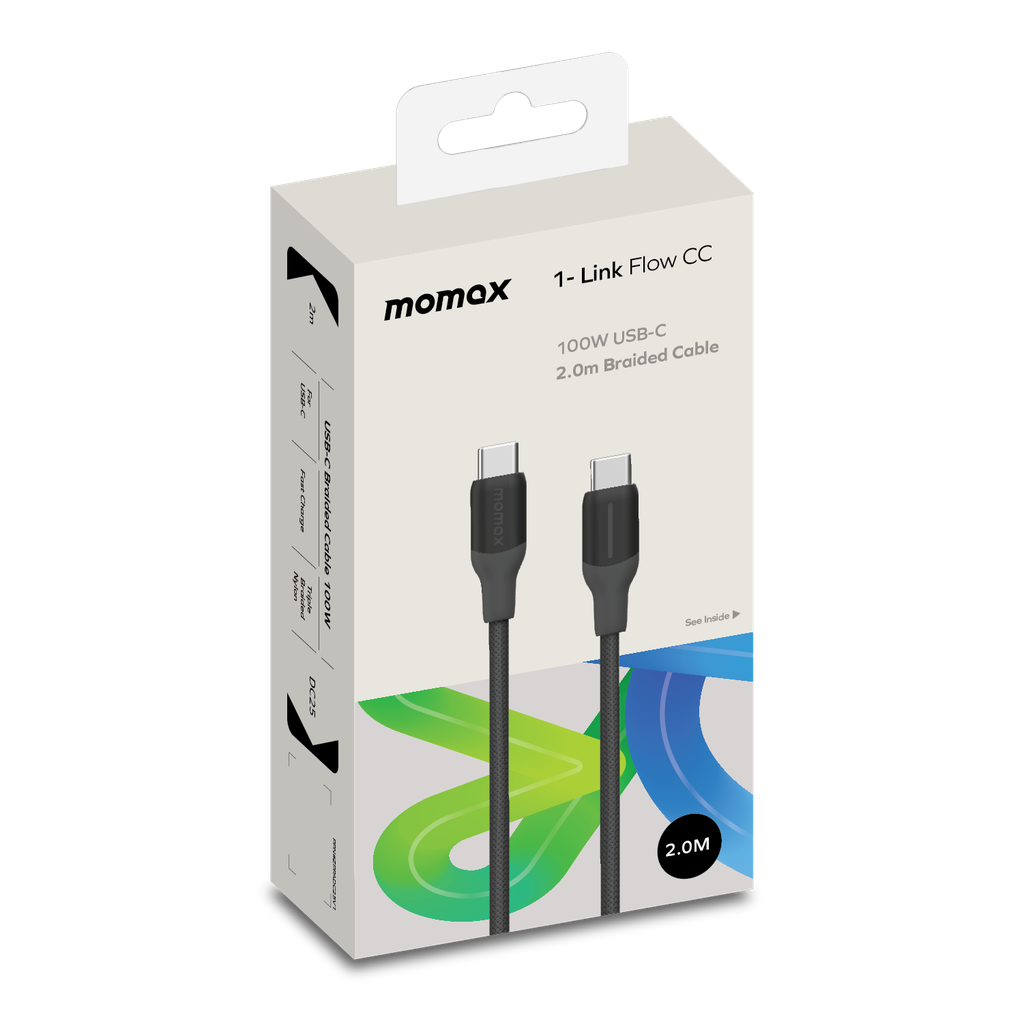 MOMAX 1-LINK FLOW 100W USB-C TO USB-C CABLE 2M MOMAX 1-LINK FLOW 100W USB-C TO USB-C CABLE 2M