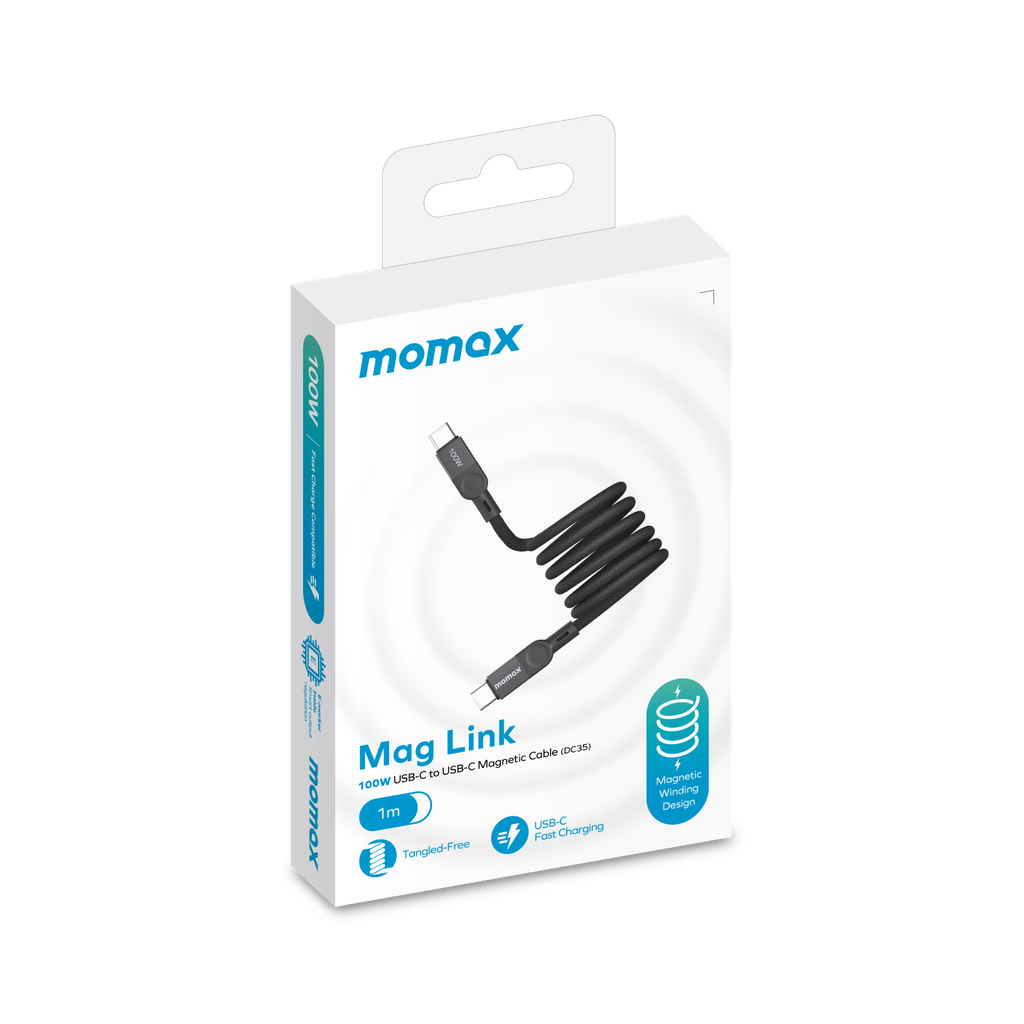 MOMAX ELITE MAG LINK 100W USB-C TO USB-C MAGNETIC CABLE 1M MOMAX ELITE MAG LINK 100W USB-C TO USB-C MAGNETIC CABLE 1M