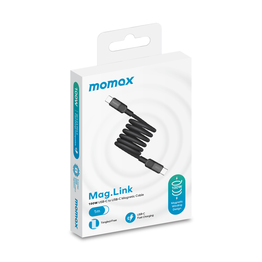Momax Mag Link 100W USB- C to USB C Magnetic Cable 1m - Black Momax Mag Link 100W USB- C to USB C Magnetic Cable 1m - Black