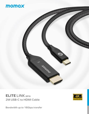 MOMAX ELITE LINK 4K USB-C TO HDMI 2M CABLE - ALAMAT