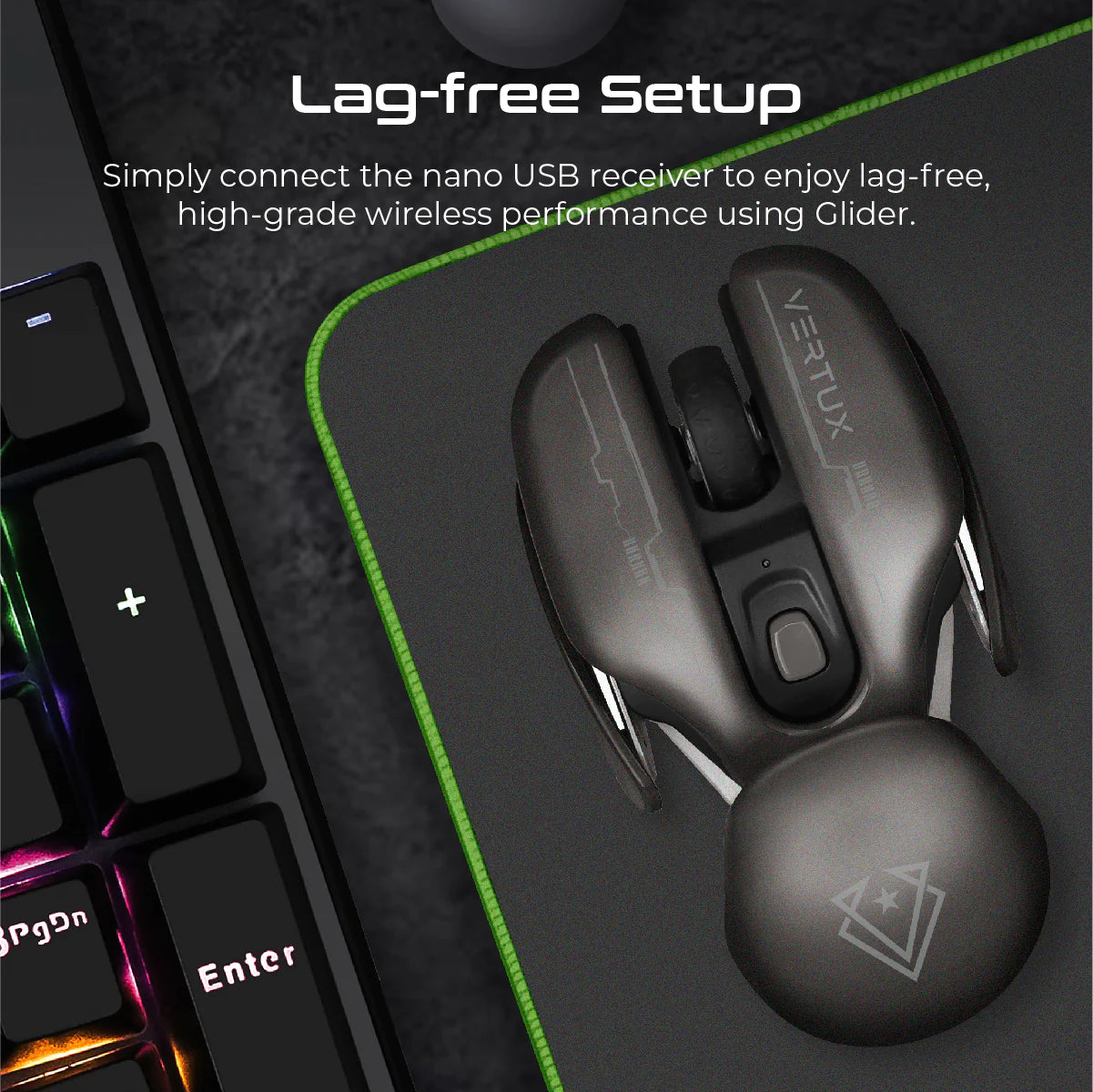 Vertux Glider High Performance Wireless Gaming Mouse Vertux Glider High Performance Wireless Gaming Mouse