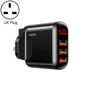 JOYROOM Leijing Series 3.4A Smart Digital Display Travel Charger - 3USB UK - BLACK - ALAMAT