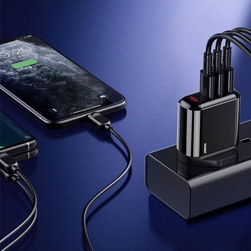 JOYROOM Leijing Series 3.4A Smart Digital Display Travel Charger - 3USB UK - BLACK JOYROOM Leijing Series 3.4A Smart Digital Display Travel Charger - 3USB UK - BLACK