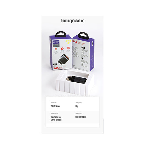 JOYROOM Leijing Series 3.4A Smart Digital Display Travel Charger - 3USB UK - BLACK JOYROOM Leijing Series 3.4A Smart Digital Display Travel Charger - 3USB UK - BLACK