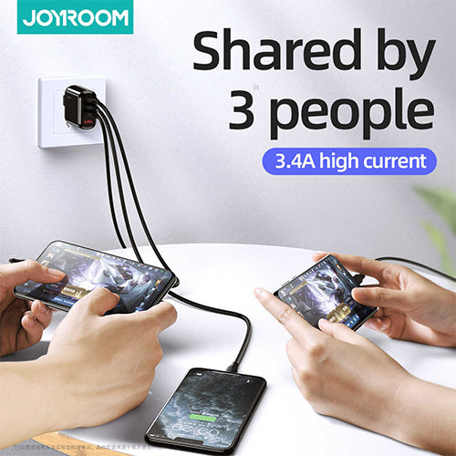 JOYROOM Leijing Series 3.4A Smart Digital Display Travel Charger - 3USB UK - BLACK JOYROOM Leijing Series 3.4A Smart Digital Display Travel Charger - 3USB UK - BLACK