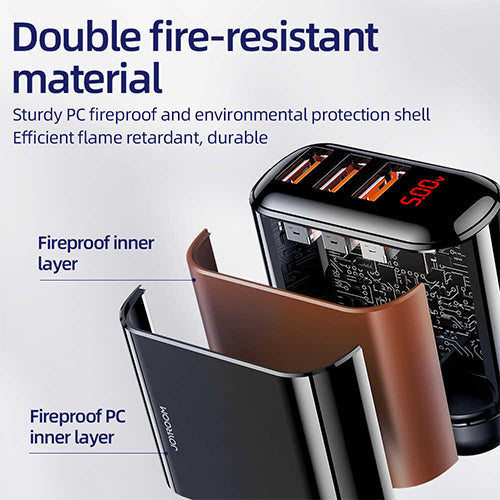 JOYROOM Leijing Series 3.4A Smart Digital Display Travel Charger - 3USB UK - BLACK JOYROOM Leijing Series 3.4A Smart Digital Display Travel Charger - 3USB UK - BLACK