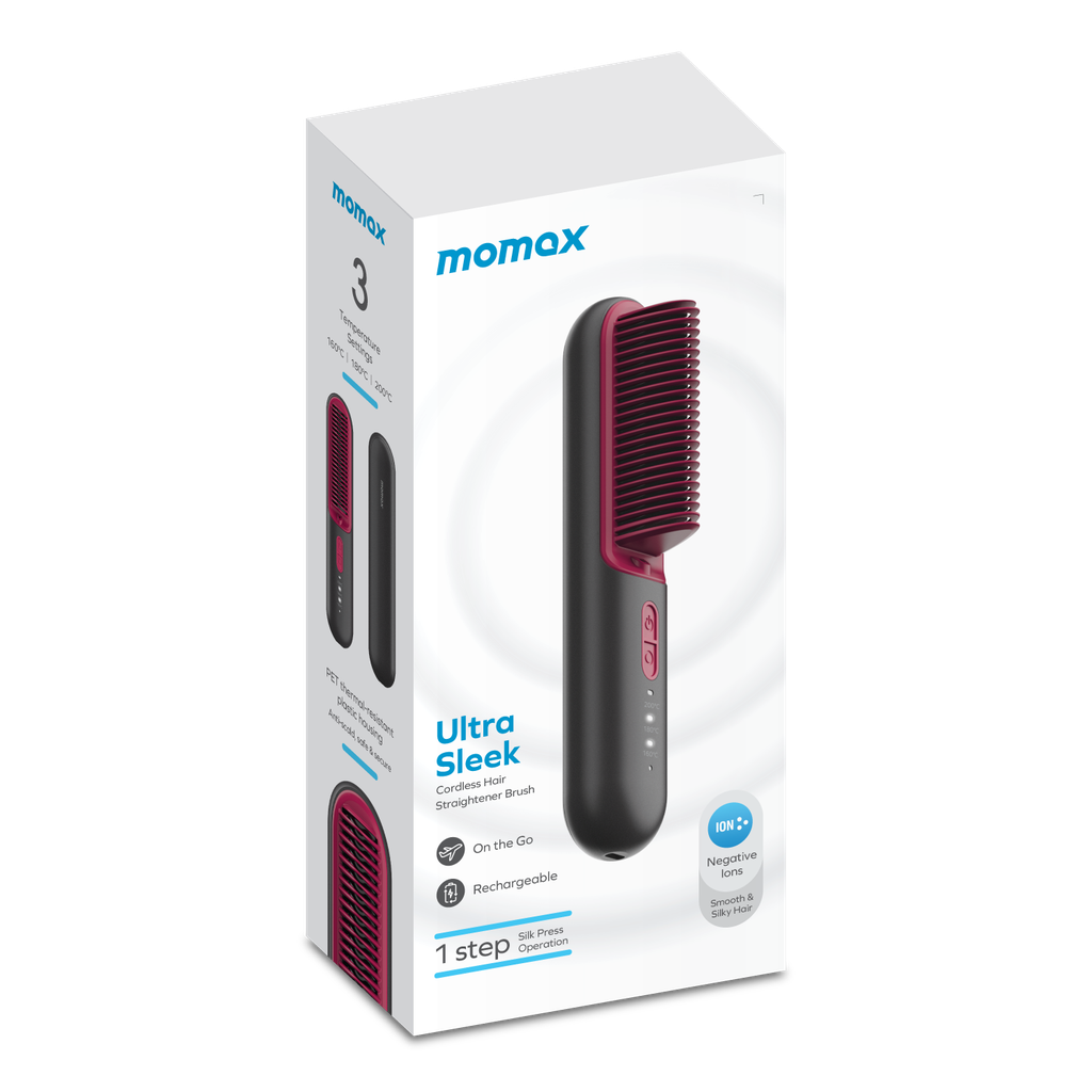 Momax Ultra Sleek Cordless Hair Straightener Brush Momax Ultra Sleek Cordless Hair Straightener Brush