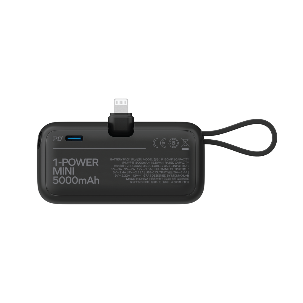 MOMAX 1-POWER MINI 5000mAh 3IN1 POWER BANK WITH LIGHTNING PLUG MOMAX 1-POWER MINI 5000mAh 3IN1 POWER BANK WITH LIGHTNING PLUG