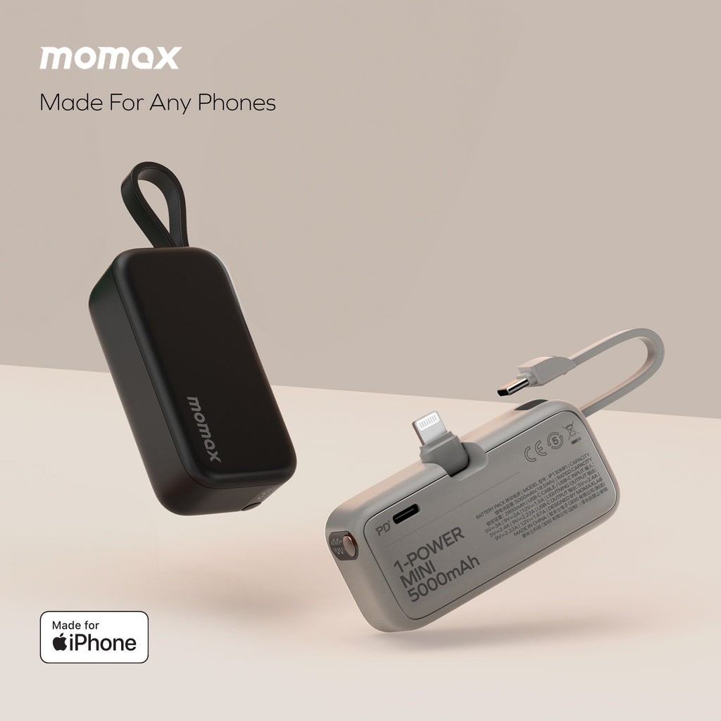 MOMAX 1-POWER MINI 5000mAh 3IN1 POWER BANK WITH LIGHTNING PLUG MOMAX 1-POWER MINI 5000mAh 3IN1 POWER BANK WITH LIGHTNING PLUG