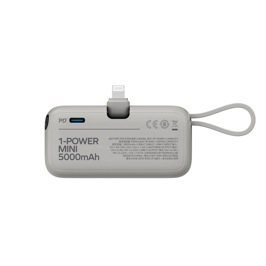 MOMAX 1-POWER MINI 5000mAh 3IN1 POWER BANK WITH LIGHTNING PLUG MOMAX 1-POWER MINI 5000mAh 3IN1 POWER BANK WITH LIGHTNING PLUG