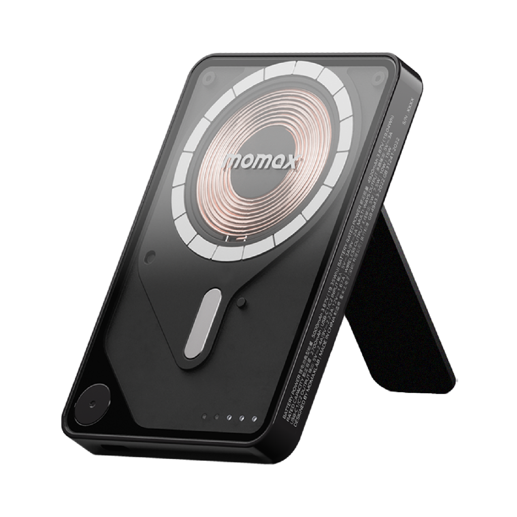 MOMAX 1-POWER X PRO 5000mAh MAGNETIC WIRELESS POWER BANK WITH STAND AND BUILT-IN USB-C CABLE MOMAX 1-POWER X PRO 5000mAh MAGNETIC WIRELESS POWER BANK WITH STAND AND BUILT-IN USB-C CABLE
