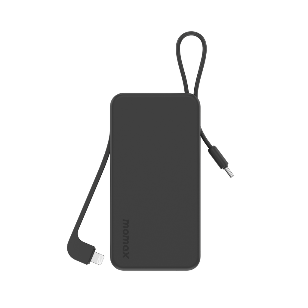 MOMAX 1-POWER VITAL+ 10000mAh POWER BANK WITH BUILT IN USB-C & LIGHTNING CABLE MOMAX 1-POWER VITAL+ 10000mAh POWER BANK WITH BUILT IN USB-C & LIGHTNING CABLE