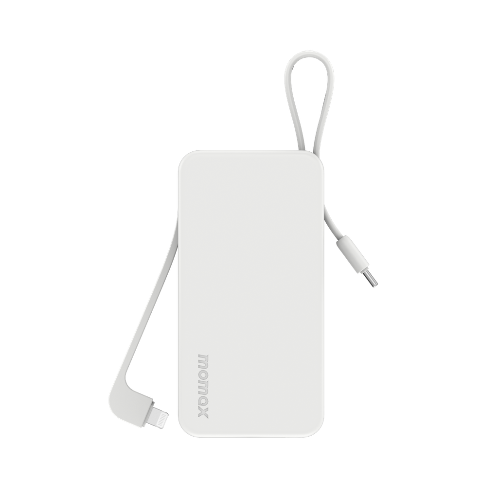 MOMAX 1-POWER VITAL+ 10000mAh POWER BANK WITH BUILT IN USB-C & LIGHTNING CABLE MOMAX 1-POWER VITAL+ 10000mAh POWER BANK WITH BUILT IN USB-C & LIGHTNING CABLE