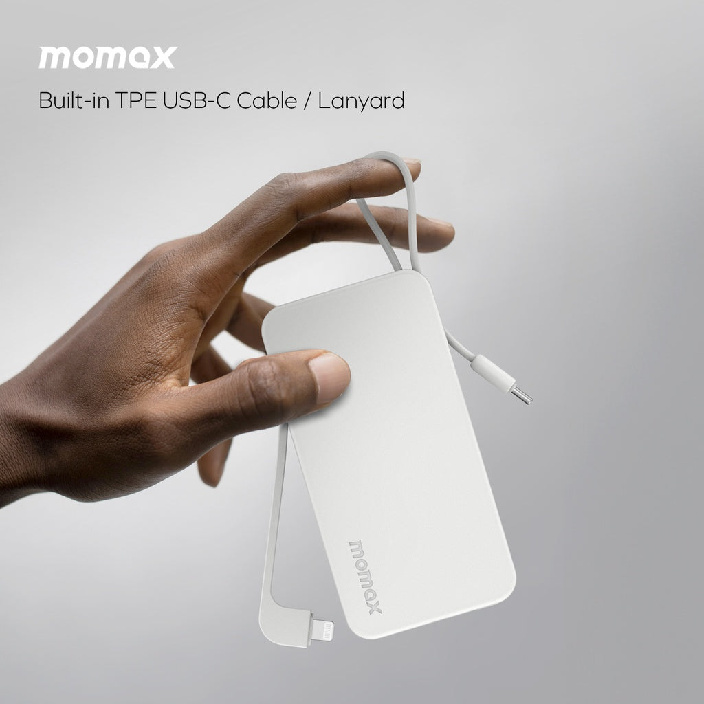 MOMAX 1-POWER VITAL+ 10000mAh POWER BANK WITH BUILT IN USB-C & LIGHTNING CABLE MOMAX 1-POWER VITAL+ 10000mAh POWER BANK WITH BUILT IN USB-C & LIGHTNING CABLE