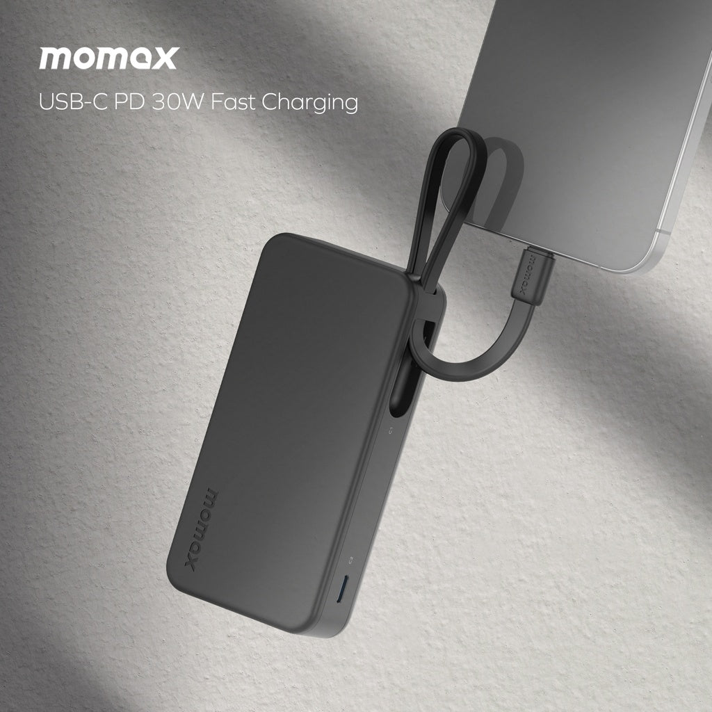 MOMAX 1-POWER VITAL+ 10000mAh POWER BANK WITH DUAL BUILT IN USB-C CABLE MOMAX 1-POWER VITAL+ 10000mAh POWER BANK WITH DUAL BUILT IN USB-C CABLE