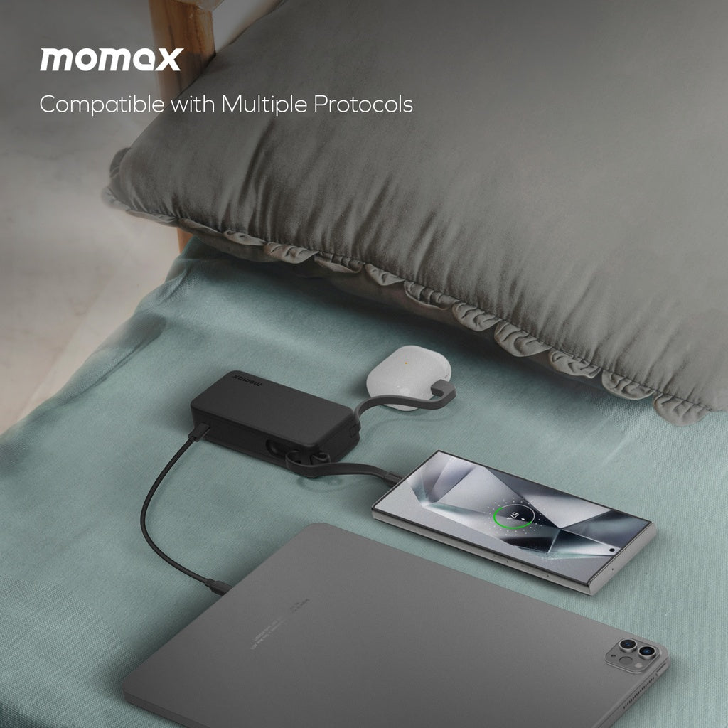 MOMAX 1-POWER VITAL+ 10000mAh POWER BANK WITH DUAL BUILT IN USB-C CABLE MOMAX 1-POWER VITAL+ 10000mAh POWER BANK WITH DUAL BUILT IN USB-C CABLE