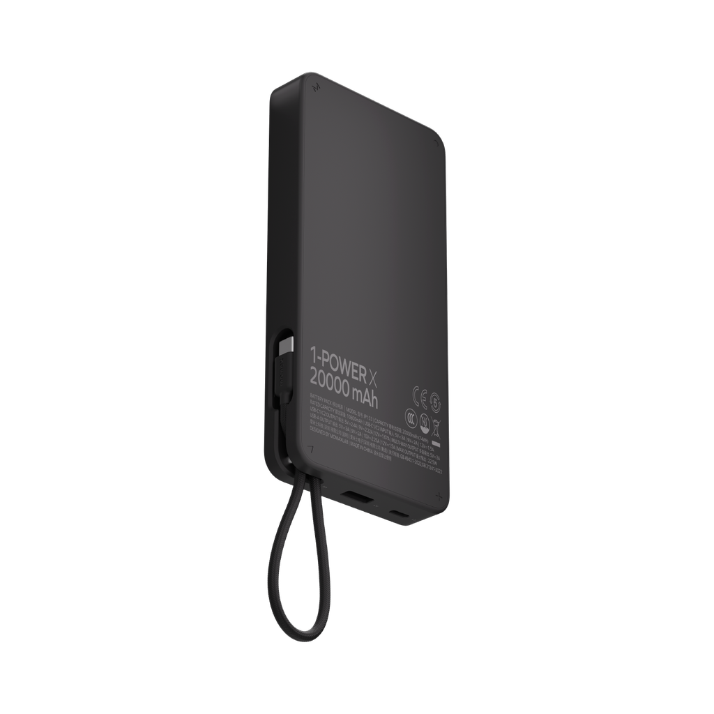 MOMAX 1-POWER X 20000mAh POWER BANK WITH BUILT-IN USB-C CABLE (Black) MOMAX 1-POWER X 20000mAh POWER BANK WITH BUILT-IN USB-C CABLE (Black)