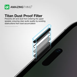 Amazingthing iPhone 15 Pro Max 6.7 3d Fully Covered Dust Filter Titan Privacy Glass