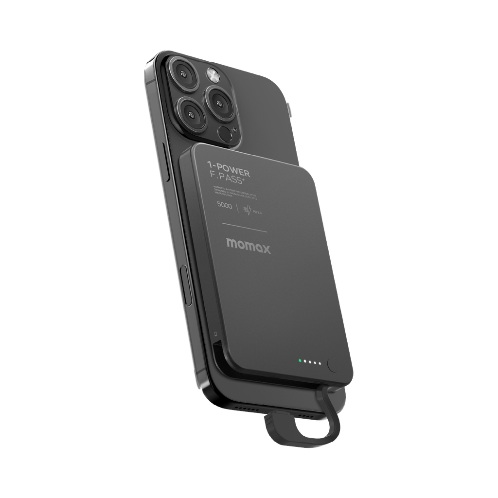 Momax 1-power F.pass+ 5000mah Power Bank With Built-in Cable & Magnetic Attachment Momax 1-power F.pass+ 5000mah Power Bank With Built-in Cable & Magnetic Attachment