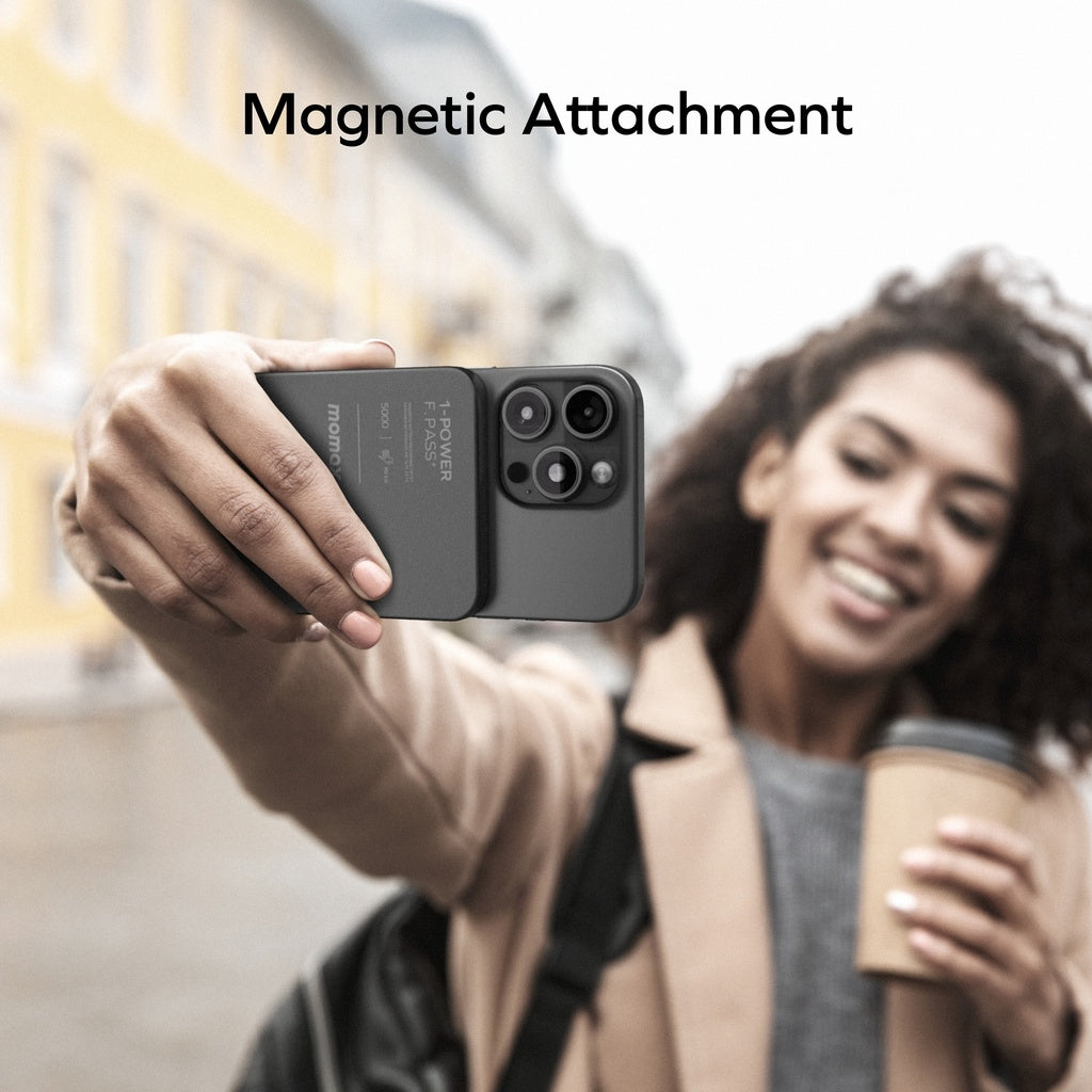 Momax 1-power F.pass+ 5000mah Power Bank With Built-in Cable & Magnetic Attachment Momax 1-power F.pass+ 5000mah Power Bank With Built-in Cable & Magnetic Attachment