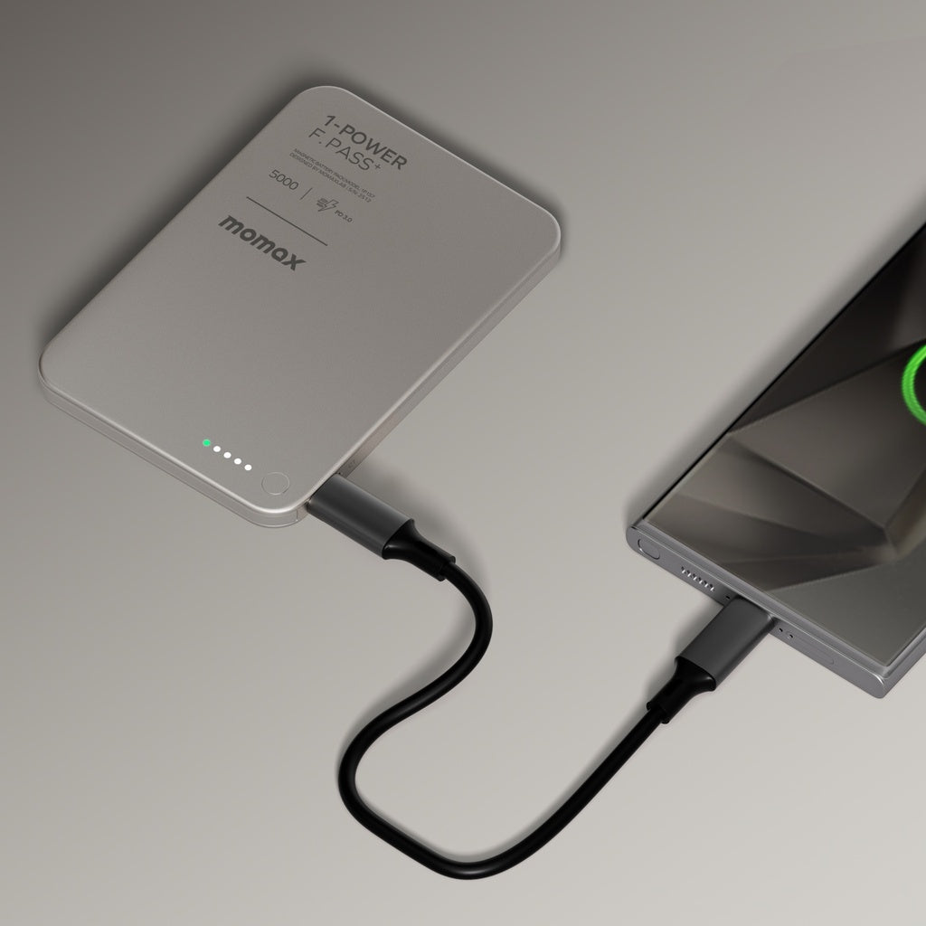 Momax 1-power F.pass+ 5000mah Power Bank With Built-in Cable & Magnetic Attachment Momax 1-power F.pass+ 5000mah Power Bank With Built-in Cable & Magnetic Attachment