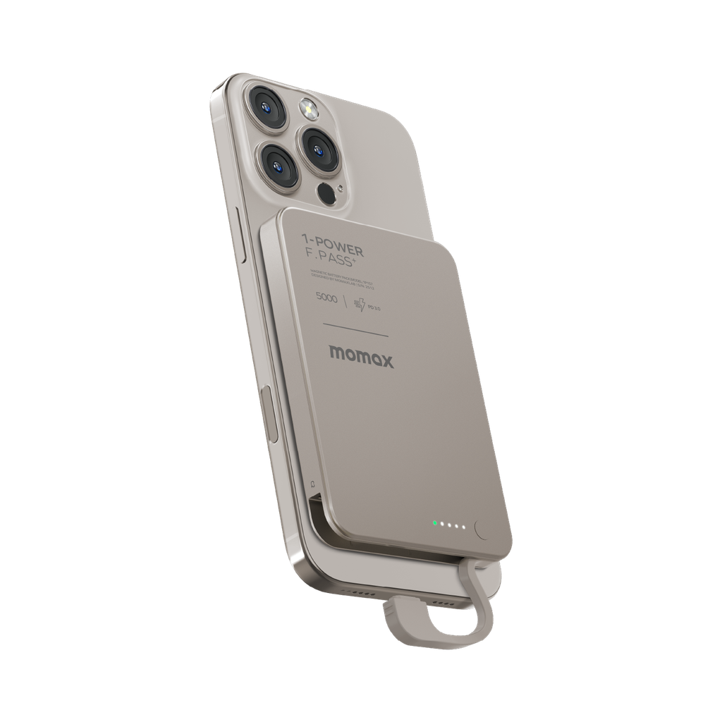 Momax 1-power F.pass+ 5000mah Power Bank With Built-in Cable & Magnetic Attachment Momax 1-power F.pass+ 5000mah Power Bank With Built-in Cable & Magnetic Attachment
