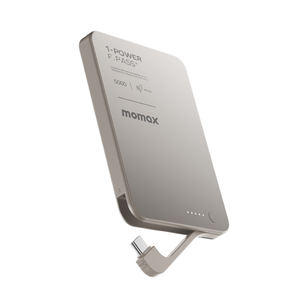 Momax 1-power F.pass+ 5000mah Power Bank With Built-in Cable & Magnetic Attachment Momax 1-power F.pass+ 5000mah Power Bank With Built-in Cable & Magnetic Attachment