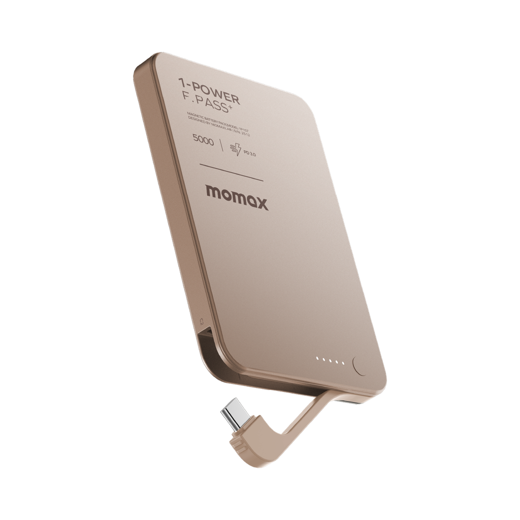 Momax 1-power F.pass+ 5000mah Power Bank With Built-in Cable & Magnetic Attachment Momax 1-power F.pass+ 5000mah Power Bank With Built-in Cable & Magnetic Attachment