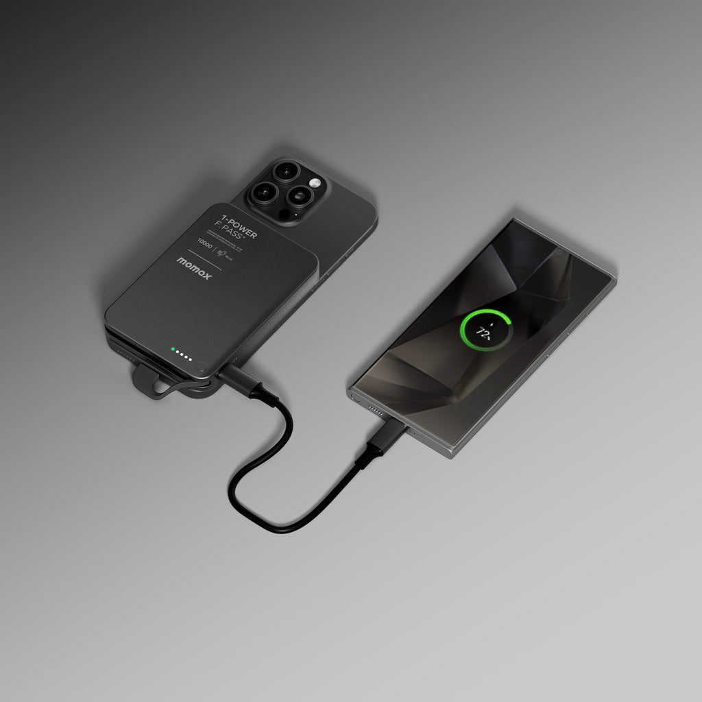 Momax 1-power F.pass+ 10000mah Power Bank With Built-in Cable & Magnetic Attachment Momax 1-power F.pass+ 10000mah Power Bank With Built-in Cable & Magnetic Attachment