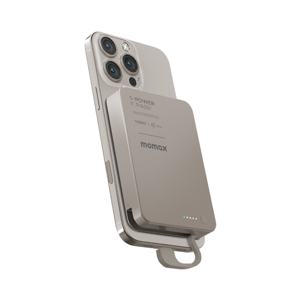 Momax 1-power F.pass+ 10000mah Power Bank With Built-in Cable & Magnetic Attachment Momax 1-power F.pass+ 10000mah Power Bank With Built-in Cable & Magnetic Attachment