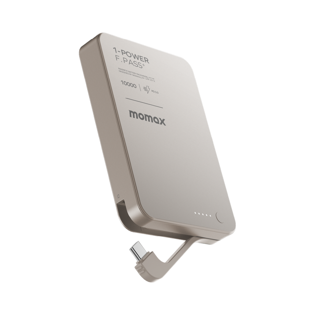 Momax 1-power F.pass+ 10000mah Power Bank With Built-in Cable & Magnetic Attachment Momax 1-power F.pass+ 10000mah Power Bank With Built-in Cable & Magnetic Attachment