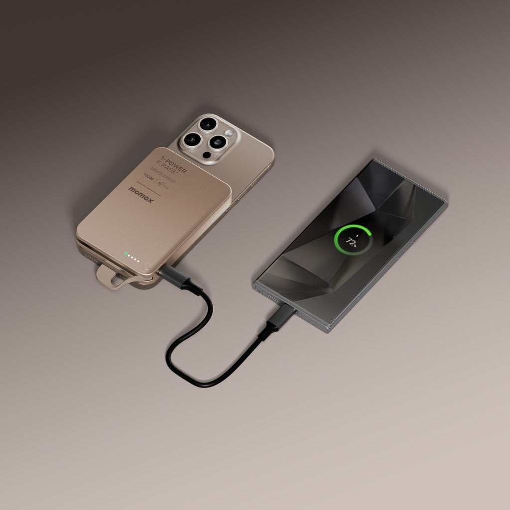 Momax 1-power F.pass+ 10000mah Power Bank With Built-in Cable & Magnetic Attachment Momax 1-power F.pass+ 10000mah Power Bank With Built-in Cable & Magnetic Attachment