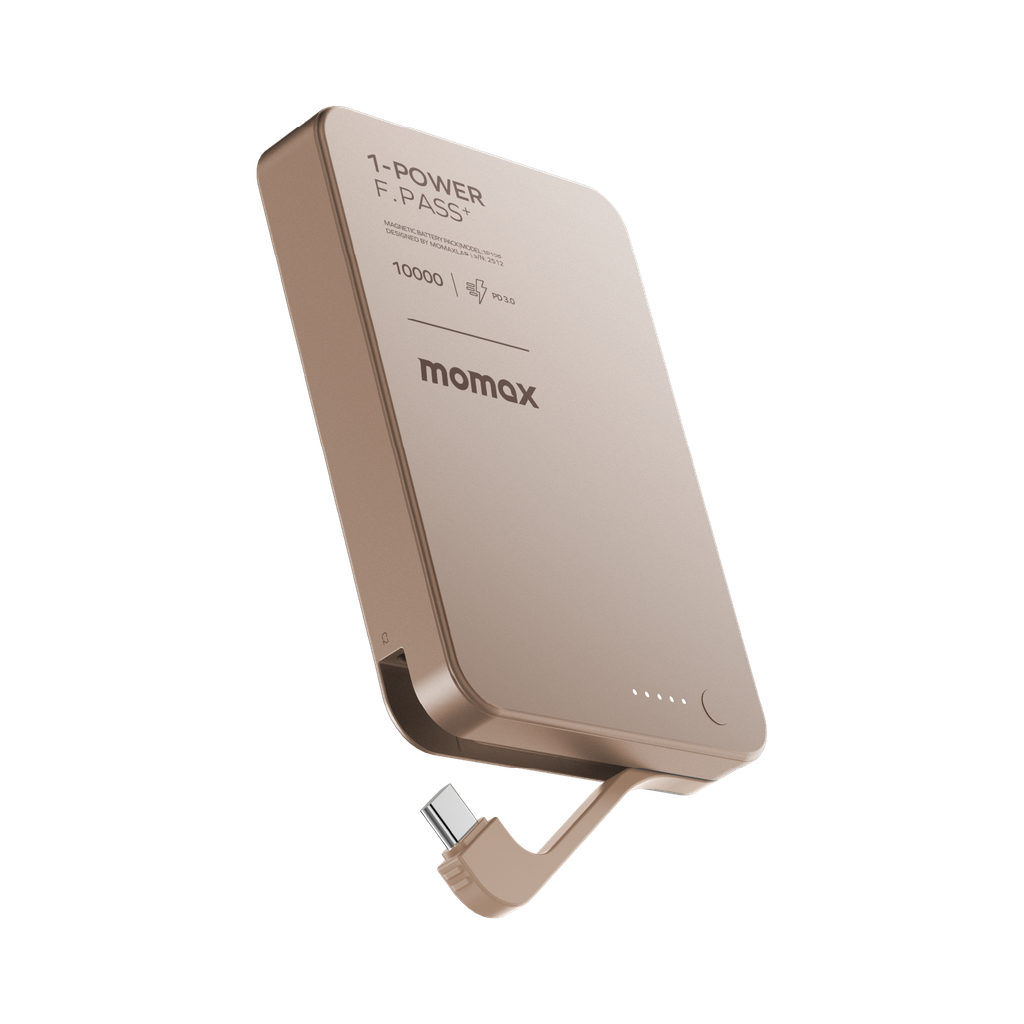 Momax 1-power F.pass+ 10000mah Power Bank With Built-in Cable & Magnetic Attachment Momax 1-power F.pass+ 10000mah Power Bank With Built-in Cable & Magnetic Attachment