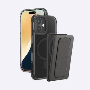 AMAZINGTHING OMNI MAGSAFE DROP PROOF CASE WITH STAND FOR IPHONE 16 SERIES - BLACK - ALAMAT