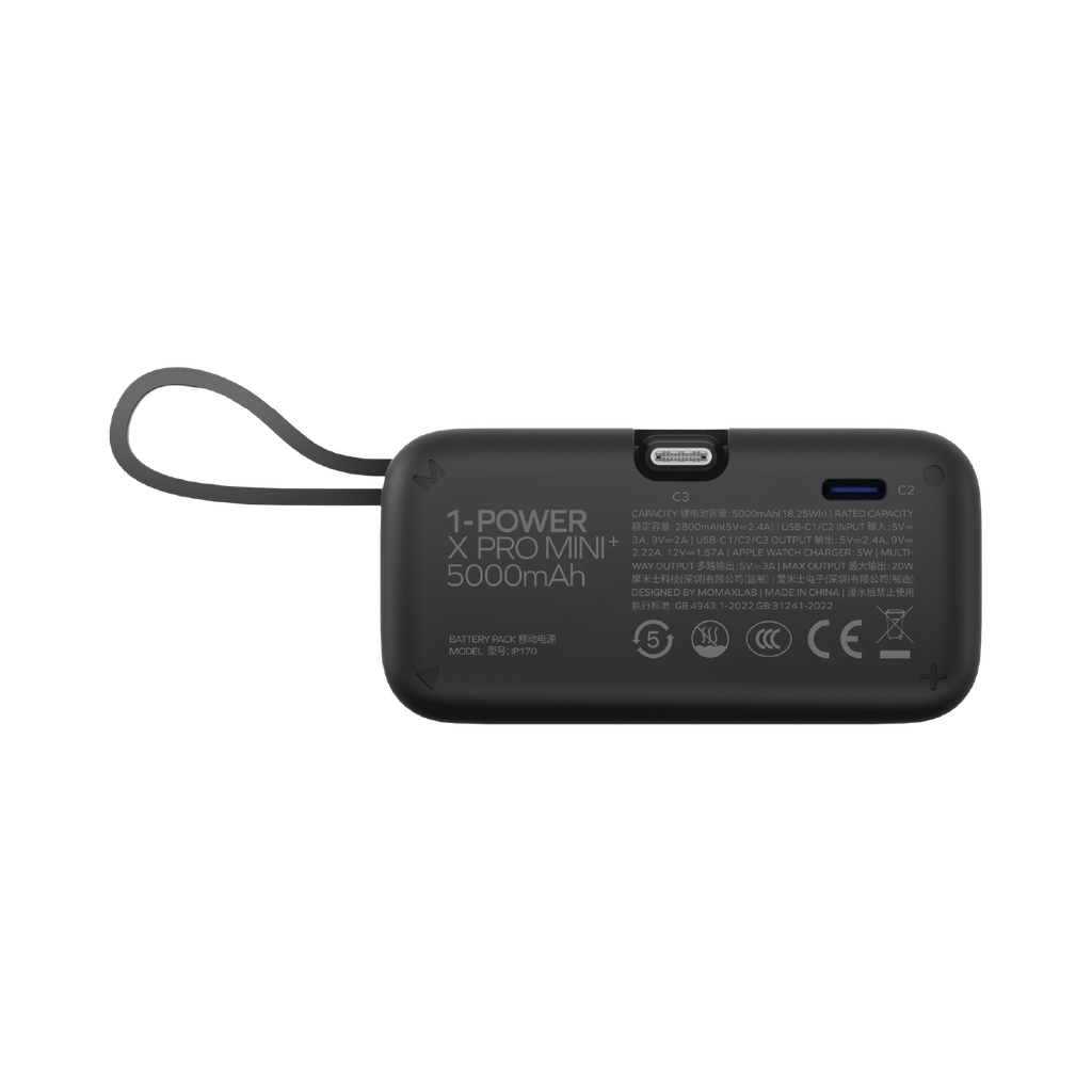 Momax 1-power X Pro Mini+ 5000mAh Integrated Foldable USB-C Plug & Built-in USB-C Cable Power Bank With Apple Watch Fast Charger Momax 1-power X Pro Mini+ 5000mAh Integrated Foldable USB-C Plug & Built-in USB-C Cable Power Bank With Apple Watch Fast Charger