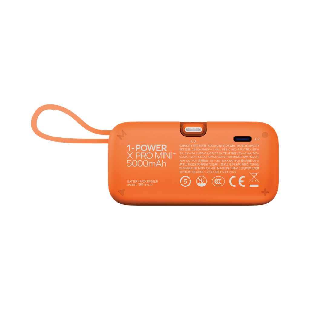 Momax 1-power X Pro Mini+ 5000mAh Integrated Foldable USB-C Plug & Built-in USB-C Cable Power Bank With Apple Watch Fast Charger Momax 1-power X Pro Mini+ 5000mAh Integrated Foldable USB-C Plug & Built-in USB-C Cable Power Bank With Apple Watch Fast Charger