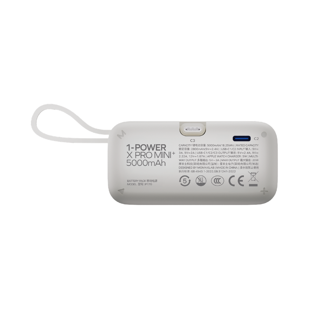 Momax 1-power X Pro Mini+ 5000mAh Integrated Foldable USB-C Plug & Built-in USB-C Cable Power Bank With Apple Watch Fast Charger Momax 1-power X Pro Mini+ 5000mAh Integrated Foldable USB-C Plug & Built-in USB-C Cable Power Bank With Apple Watch Fast Charger