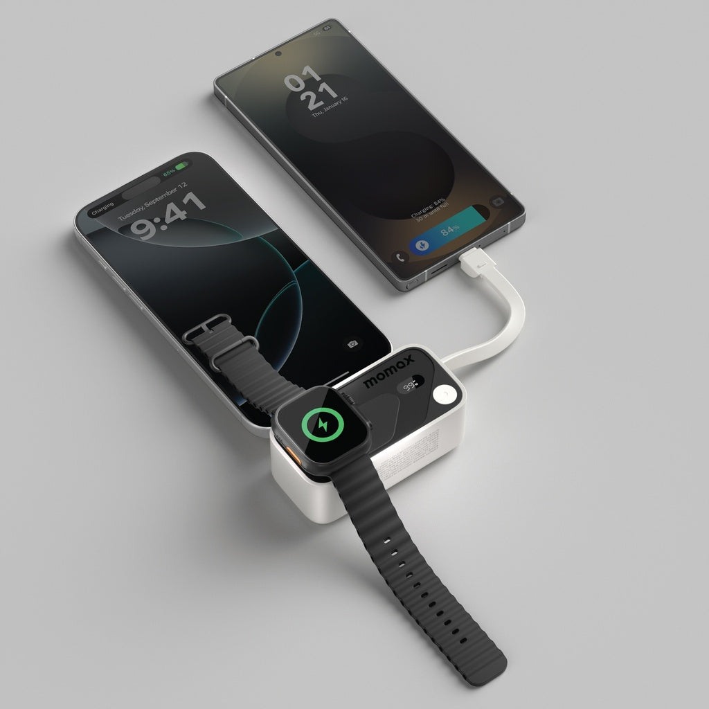 Momax 1-power X Pro Mini+ 5000mAh Integrated Foldable USB-C Plug & Built-in USB-C Cable Power Bank With Apple Watch Fast Charger Momax 1-power X Pro Mini+ 5000mAh Integrated Foldable USB-C Plug & Built-in USB-C Cable Power Bank With Apple Watch Fast Charger