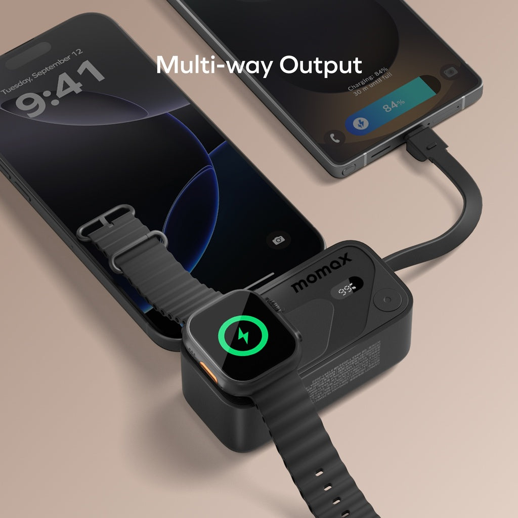 Momax 1-power X Pro Mini+ 5000mAh Integrated Foldable USB-C Plug & Built-in USB-C Cable Power Bank With Apple Watch Fast Charger Momax 1-power X Pro Mini+ 5000mAh Integrated Foldable USB-C Plug & Built-in USB-C Cable Power Bank With Apple Watch Fast Charger