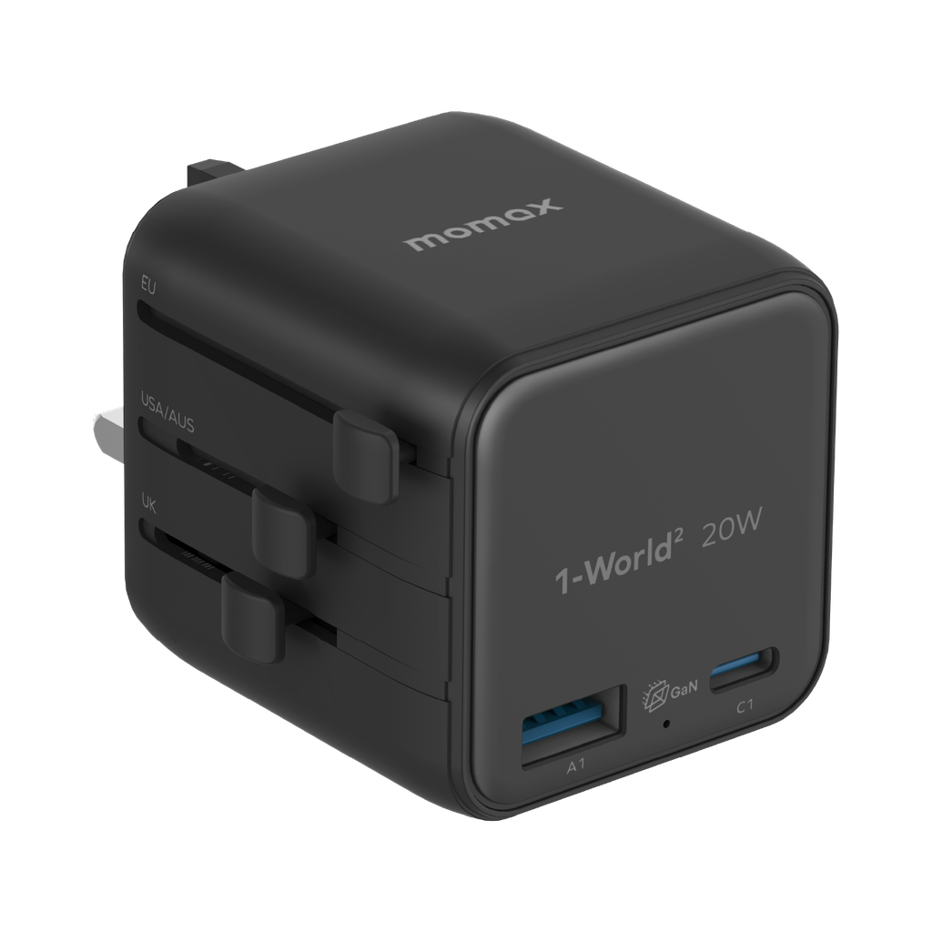 MOMAX 1-WORLD 20W UNIVERSAL 2 PORT TRAVEL ADAPTER MOMAX 1-WORLD 20W UNIVERSAL 2 PORT TRAVEL ADAPTER