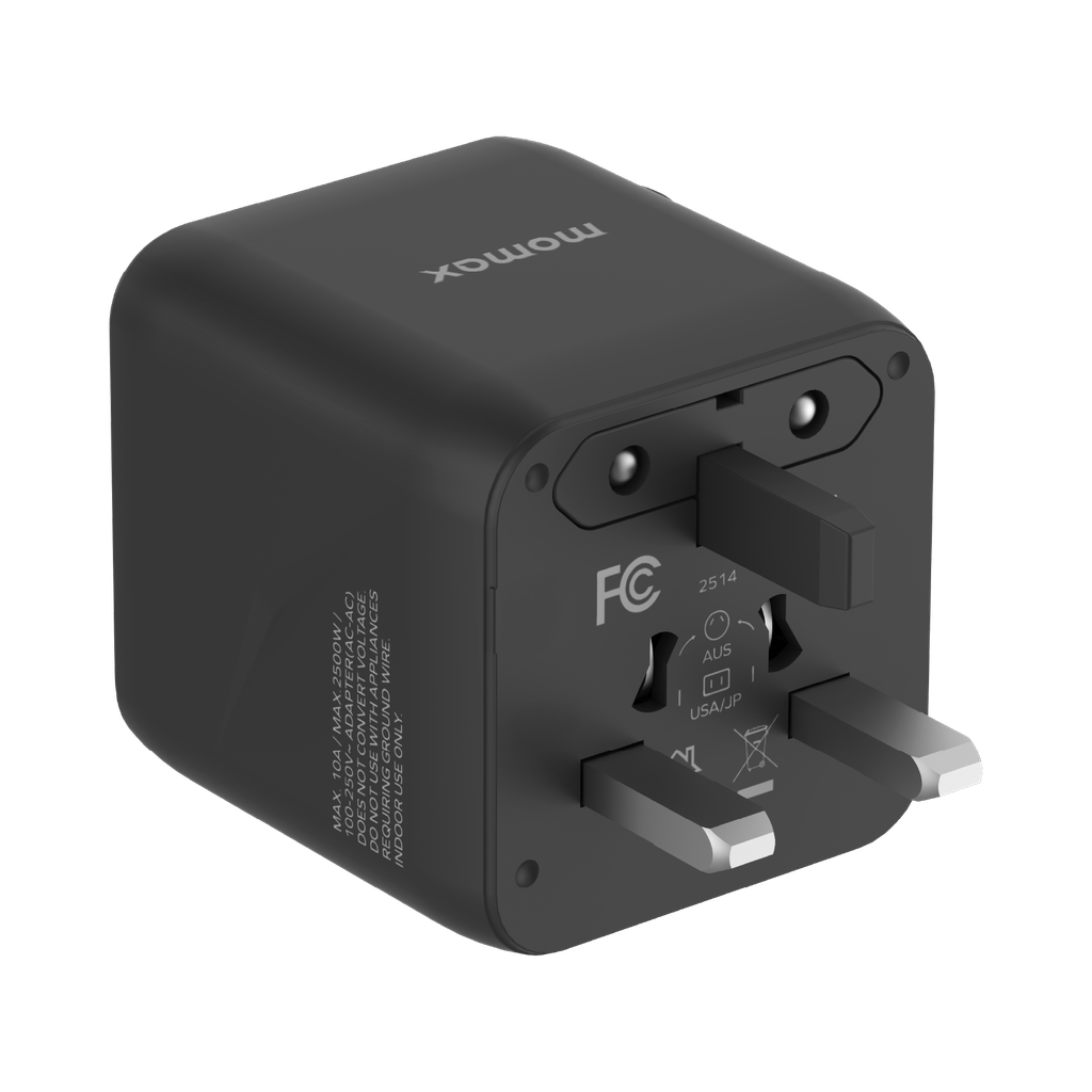 MOMAX 1-WORLD 20W UNIVERSAL 2 PORT TRAVEL ADAPTER MOMAX 1-WORLD 20W UNIVERSAL 2 PORT TRAVEL ADAPTER
