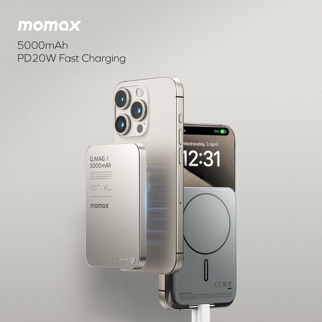 Momax Q.mag X 5000mah Gen2 15w Ultra Slim Magsafe Wireless Power Bank Momax Q.mag X 5000mah Gen2 15w Ultra Slim Magsafe Wireless Power Bank